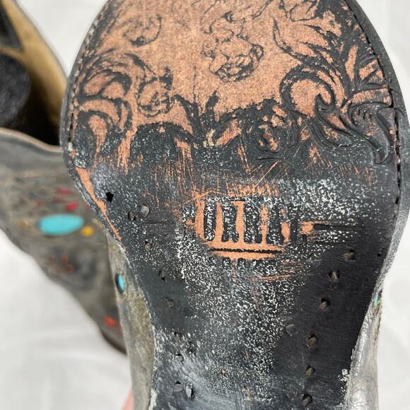 Corral Sugar Skull Cowboy Western Boot Dark Gray Distressed Leather R2475 Size 6 - Picture 11 of 15